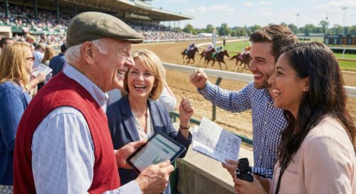 笑顔で競馬を楽しむ人のイメージ画像